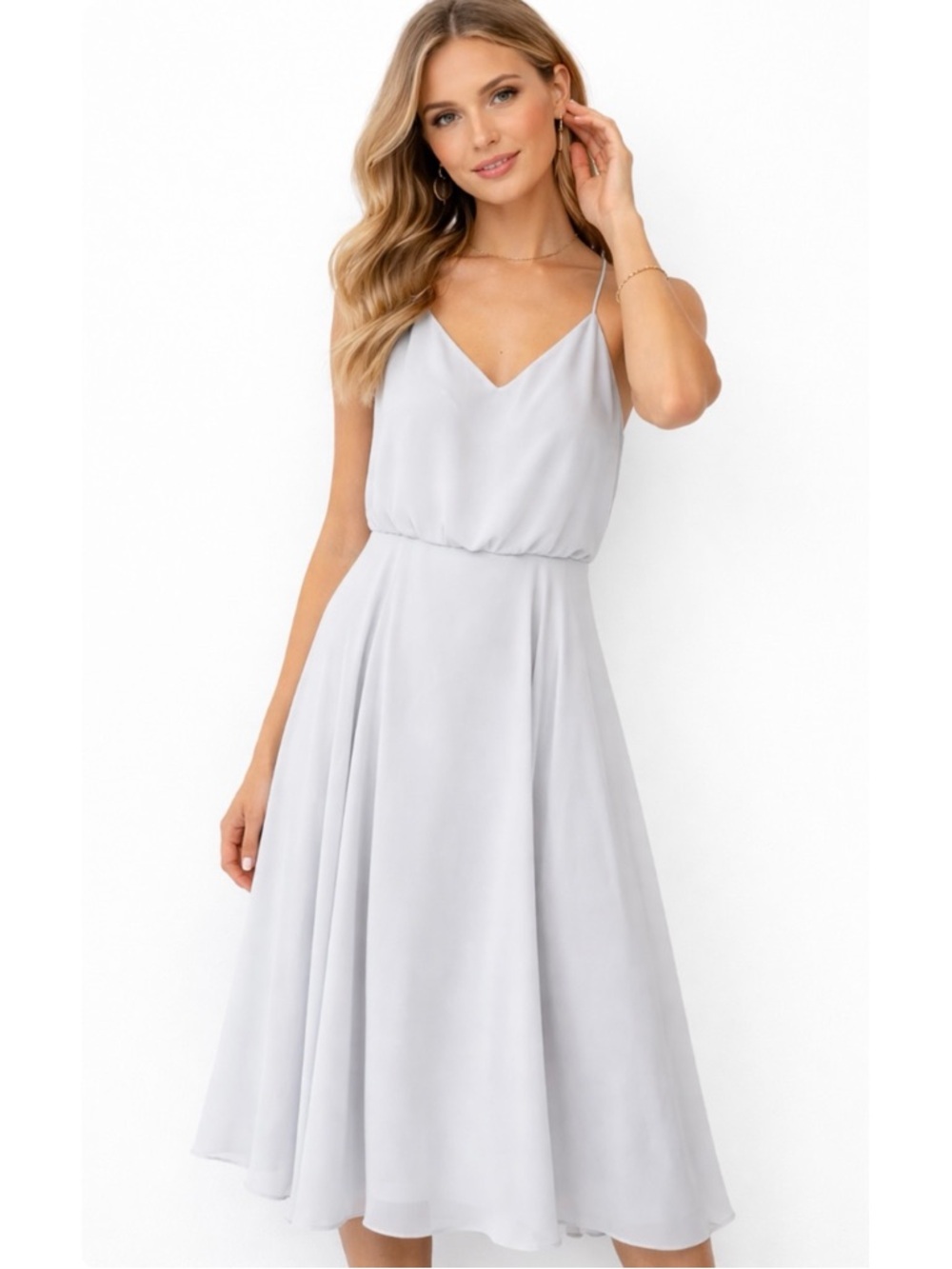 JENNY YOO COLLECTION | Blue Spaghetti Strap Blouson Dress Women's Size 12